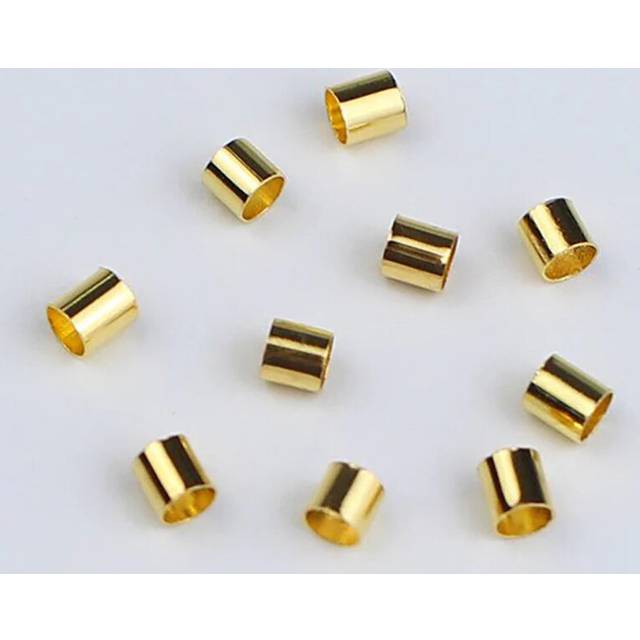 100pcs 2mm Yellow Gold Jewellery Crimps Tube Beads Findings Earrings Making Kit