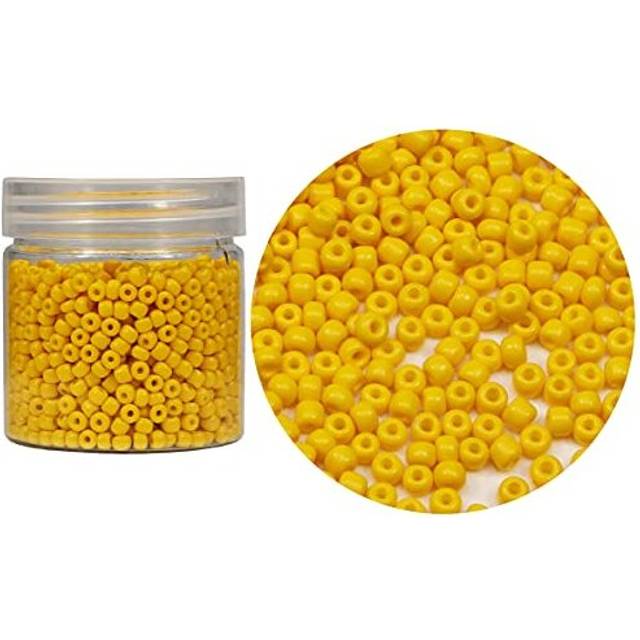 Bala&Fillic Opaque Yellow Color 4mm Glass Seed Beads About 1400pcs in Box 6/0 Glass Craft Seed Beads for Necklace Making (Yellow 2-Size 4mm)