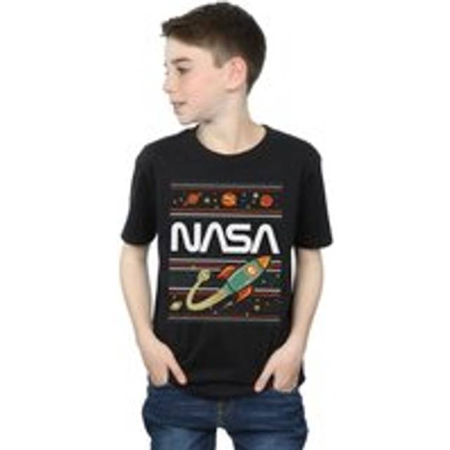 (5-6 Years, Black) NASA Boys Fair Isle T-Shirt