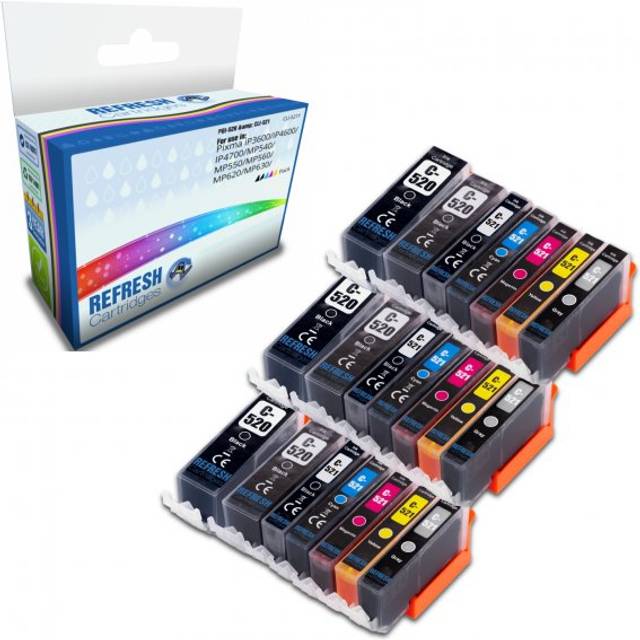 Compatible Super Saver Valuepack of PGI-520PGBK & CLI-521BK/C/M/Y - 18x Replacement Ink Cartridges for Canon Printers