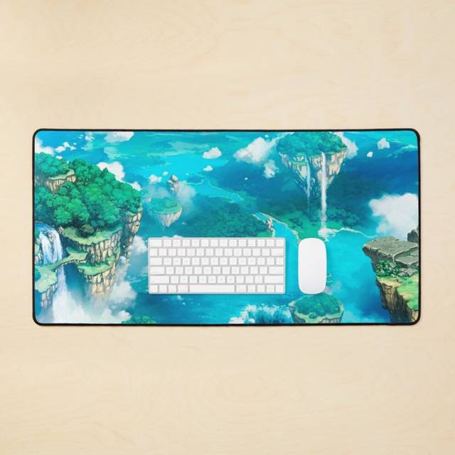 Desk Mat Anime Floating Islands Large Gaming Mouse Pad 35x16 inch