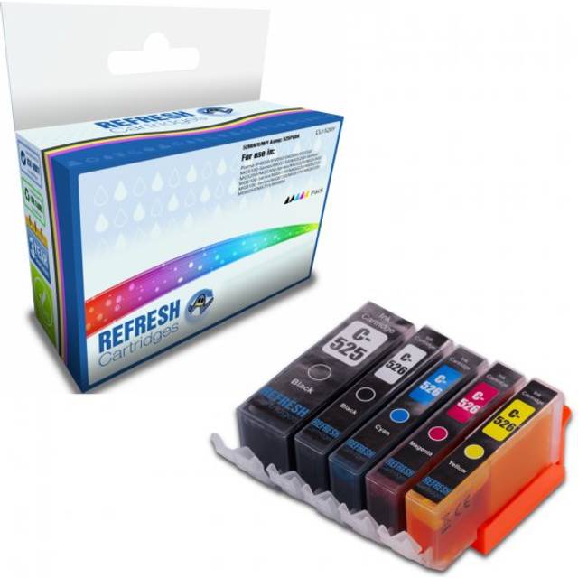Compatible Everyday Valuepack of PGI-525PGBK & CLI-526BK/C/M/Y - 5x Replacement Ink Cartridges for Canon Printers