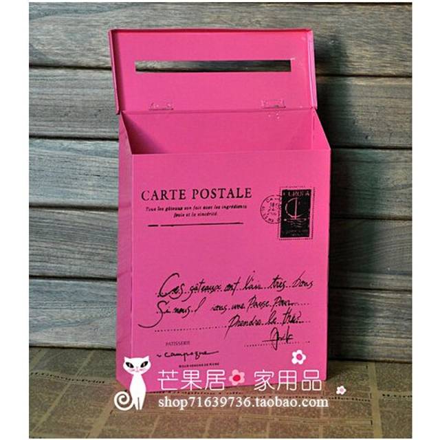 (rose red, 01) Countryside Mailbox Small Suggestion Box Iron Sheet Mailbox