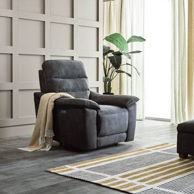 Miller Grey Fabric Sofas - Electric Recliner Armchair - Carter Range - Oak Furnitureland