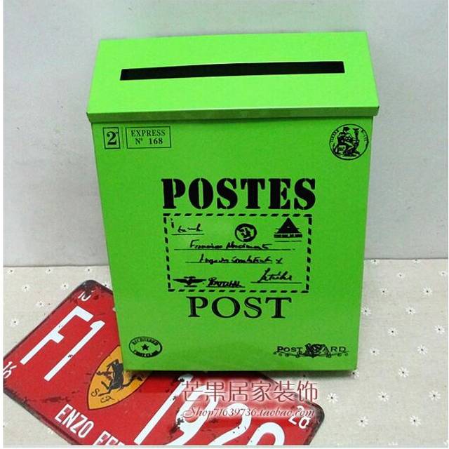 (green, 02) Countryside Mailbox Small Suggestion Box Iron Sheet Mailbox