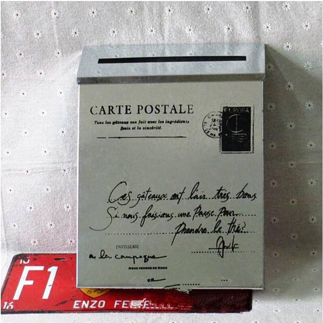 (white iron, 01) Countryside Mailbox Small Suggestion Box Iron Sheet Mailbox