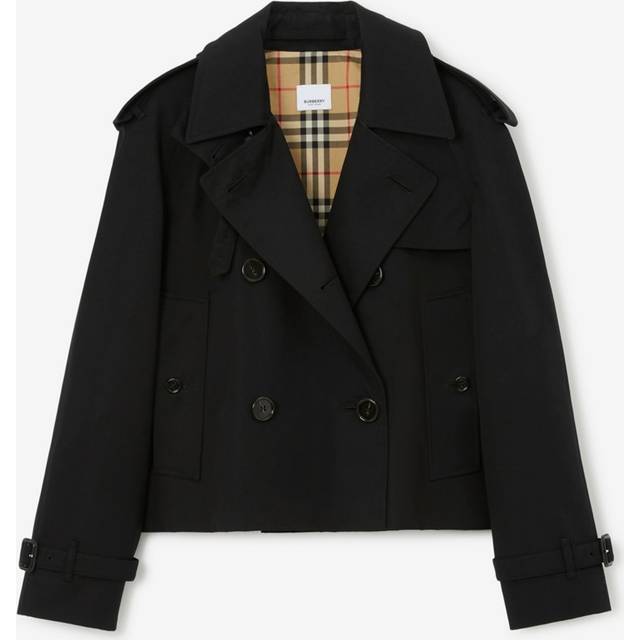 Burberry Cropped Gabardine Trench Jacket - Black - 10