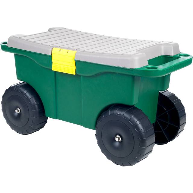 Garden Cart Utility Wagon - Rolling Storage Bin with Bench Seat and In