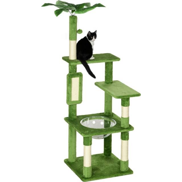 PawHut 142cm Cat Tree Tower w/ Scratching Post - Hammock - Ball - Platforms - Green | TJ Hughes Grey