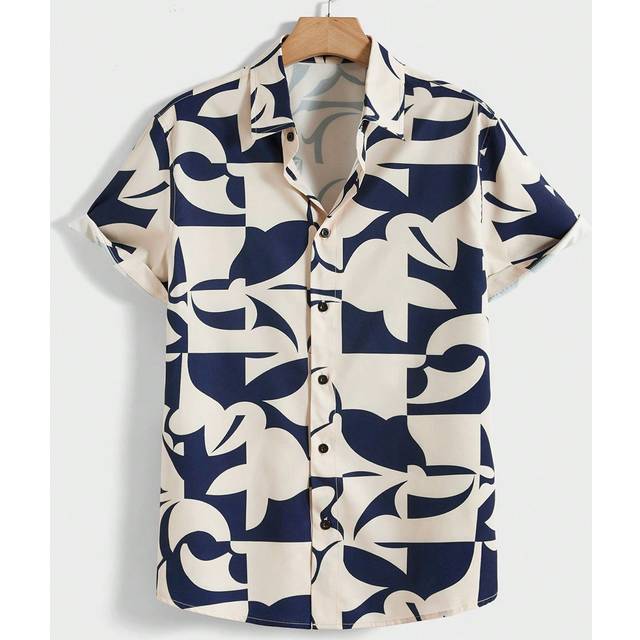 Manfinity Men&#39;s Geometric Pattern Woven Shirt For Summer