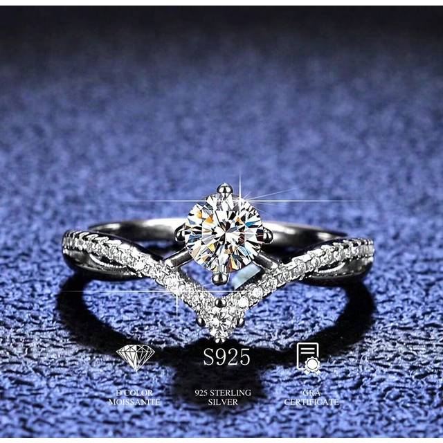 SHEIN 1Pc  Moissanite Engagement Ring Wedding Band S925 Sterling Silver Promise Ring Eternity Ring Anniversary Ring Luxury Jewelry Gifts For Women