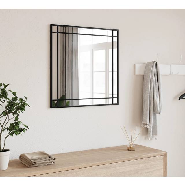 vidaXL Wall Mirror Black 50x50 cm Square Iron