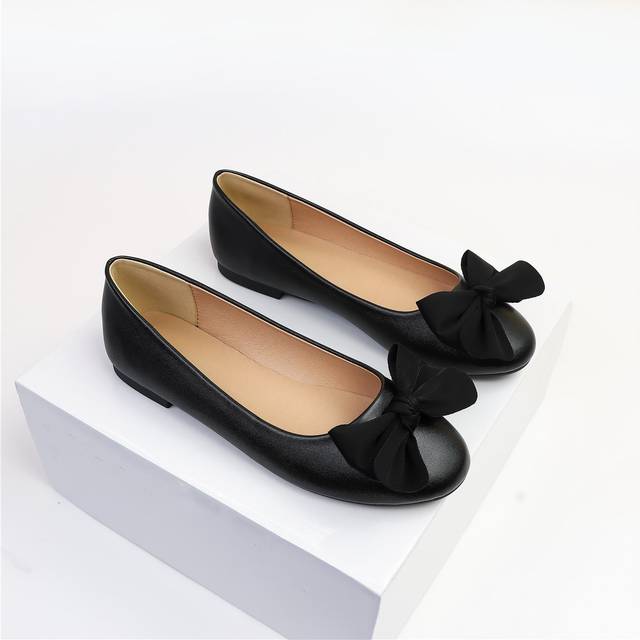 Rosett Enkel Preppy Kvinnor Platta Skor - Svart (CN35,CN36,CN37,CN38,CN39,CN40,CN41,CN42,CN43)