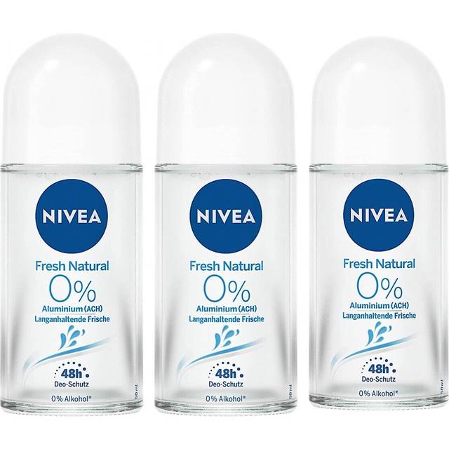 NIVEA Fresh Natural Deodorant Roll On (50 ml), Deodorant utan Aluminium med en Subtil Fräsch Doft och Antibakteriellt Skydd, Närande 48 timmars Deodorant