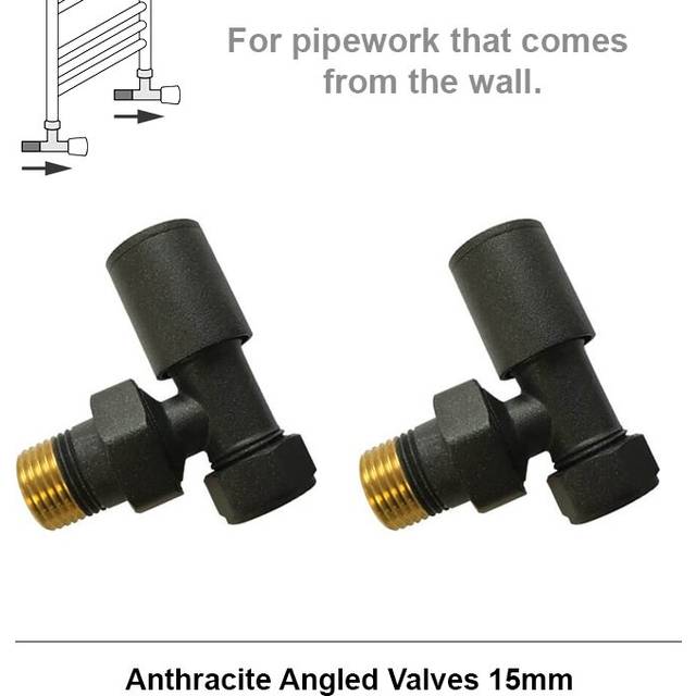(Anthracite Angled Valves) Anthracite Bathroom Heated Towel Rail Radiators