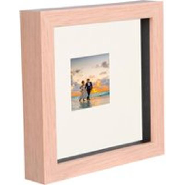 6" x 6" Light Wood 3D Deep Box Photo Frame - with 2" x 2" Mount - Ivory Mount