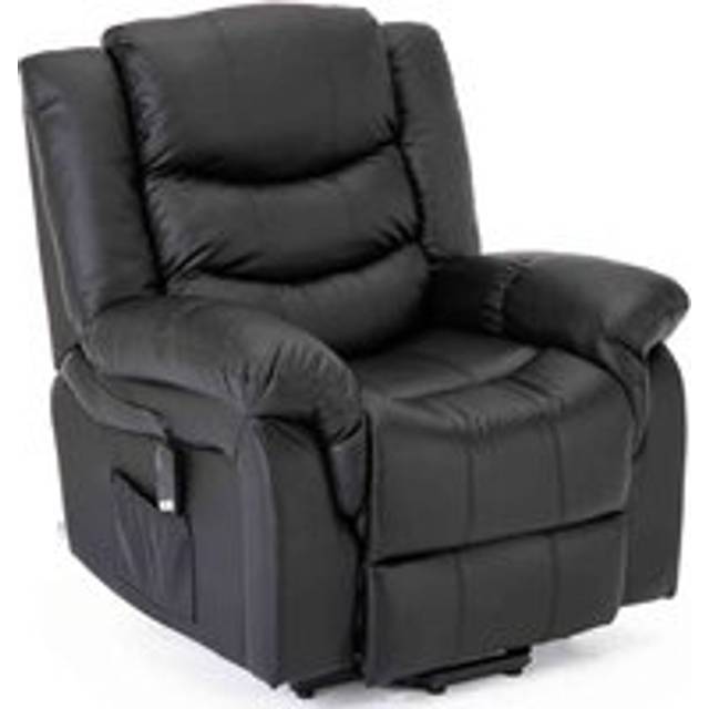(Black) Seattle Electric Rise Leather Recliner Armchair Sofa Home Lounge Chair