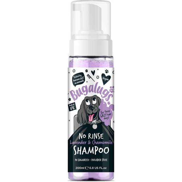 Bugalugs No Rinse Lavender & Chamomile Dog Shampoo - Calming Dog Dry shampoo for itchy dog skin relief. Dog calming products, foam dog shampoo