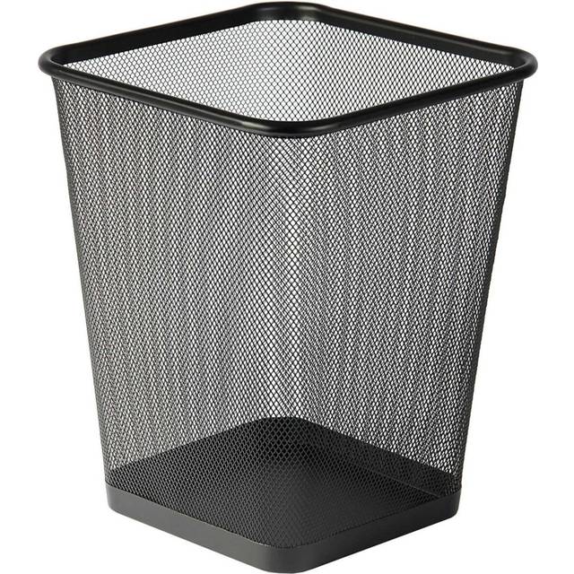 Meleah 10L Square Open Waste Bin Mesh Bins Nonslip Metal Bin Indoor Waste Paper Bin For Home Office - Black (10L)