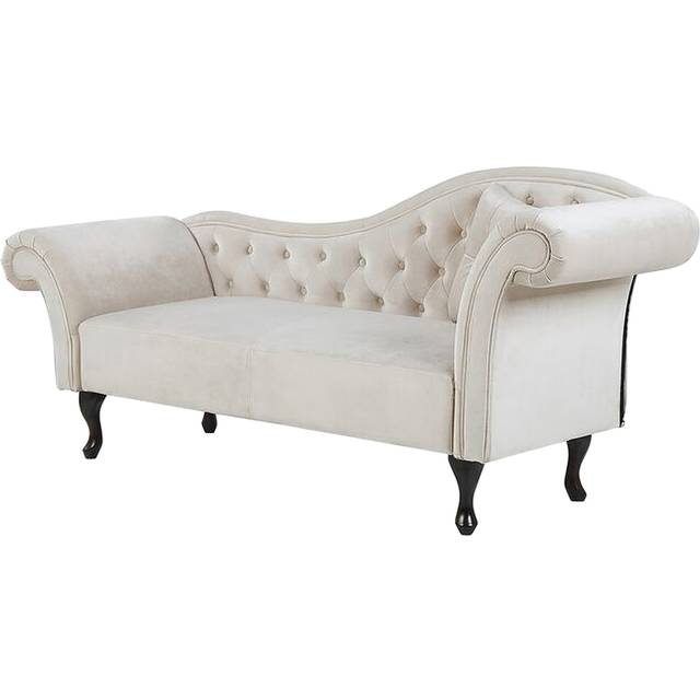 Beliani Right Hand Chaise Lounge Velvet Beige Lattes, Brown
