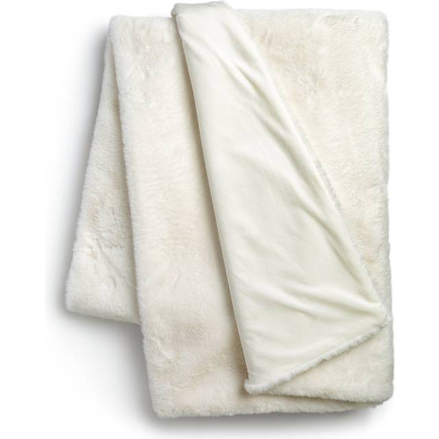 Habitat Faux Fur Plain Throw - Cream - 125x150cm