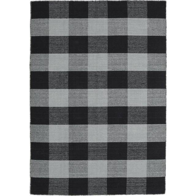 Check Kilim Matta - Svart / Grå 140x200