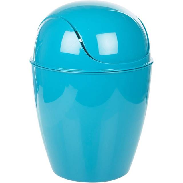 (Teal, 12L) Plastic Swing Top Lid Bin Rubbish Trash Can Bathroom Office Under Counter