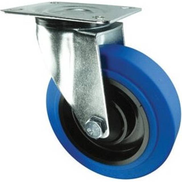 Atlas Workholders Swivel Plate 125mm Blue Rubber Tyre