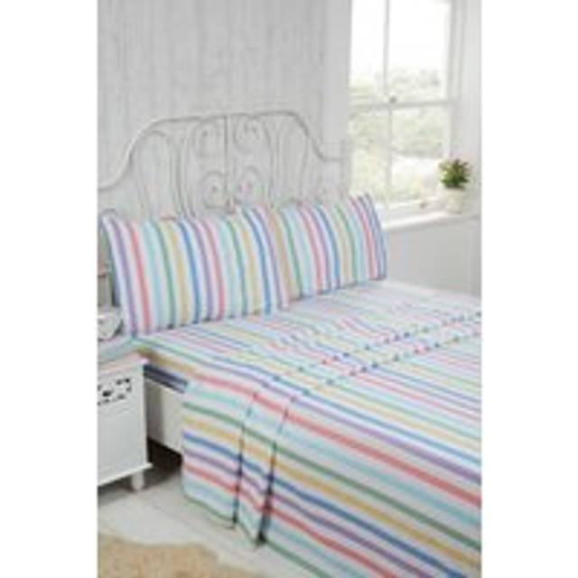 Rapport Home Double Multicolour Brushed Cotton Candy Stripe Sheet Set