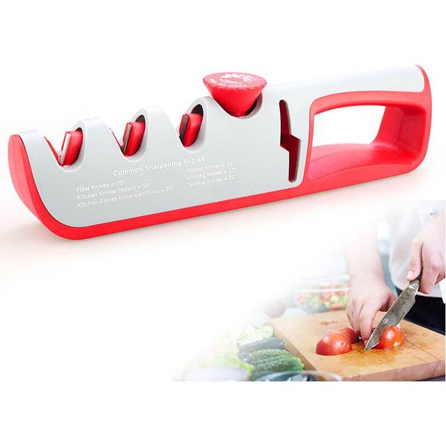 (a-White) Professional Knife Sharpener 4 Stages Scissors Sharpening stone Kitchen Grinder knives Whetstone Angle Adjustable Sharpener Tool