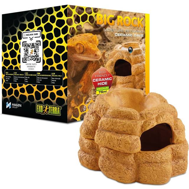 Exo terra big rock cave lidded for egg laying shedding skin humid hide ceramic