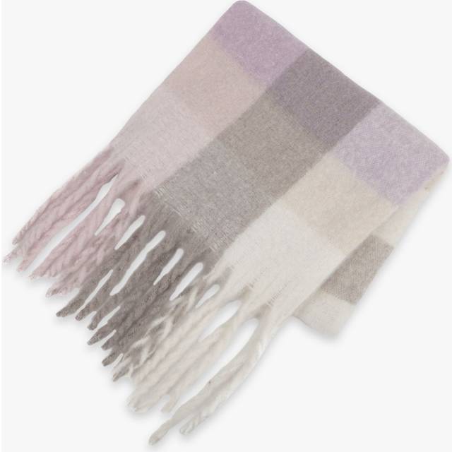 Totes Ladies Chunky Lilac/Cream Check Woven Blanket Scarf