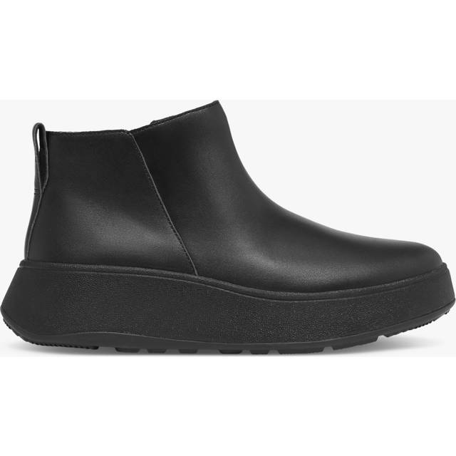 F-mode Leather Flatform Zip Ankle Boots All Black - 6