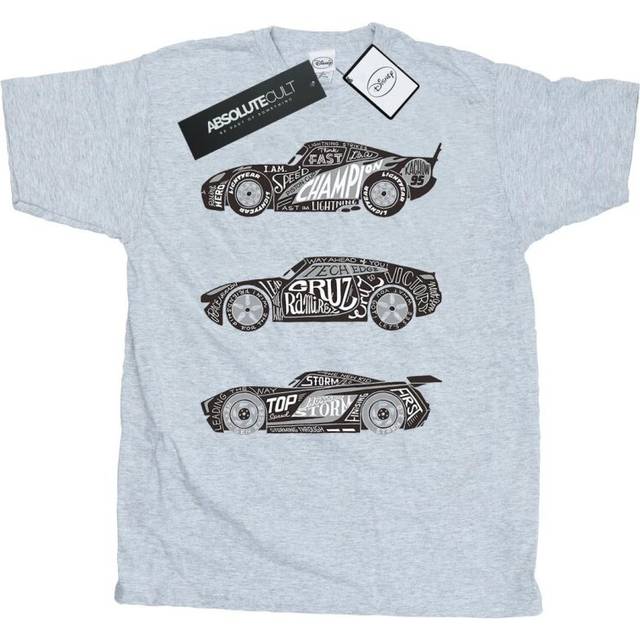 (XXL, Sports Grey) Disney Mens Cars Text Racers T-Shirt