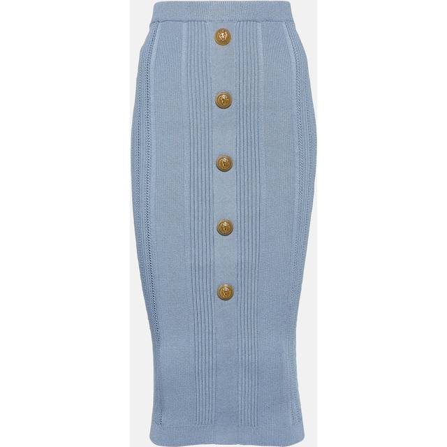 Balmain, Kjolar , Dam, L, Polyester, 5-knapps stickad kjol