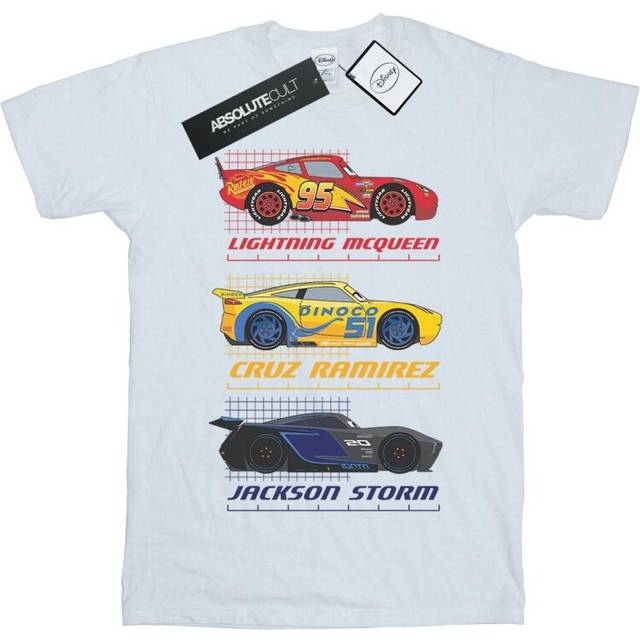 (7-8 Years, White) Cars Girls Racer Profile Cotton T-Shirt