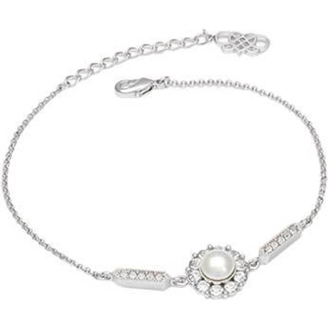 Miss Sofia Pearl armband créme - Silver / Offwhite (L: 17,5 – 20,5 cm)