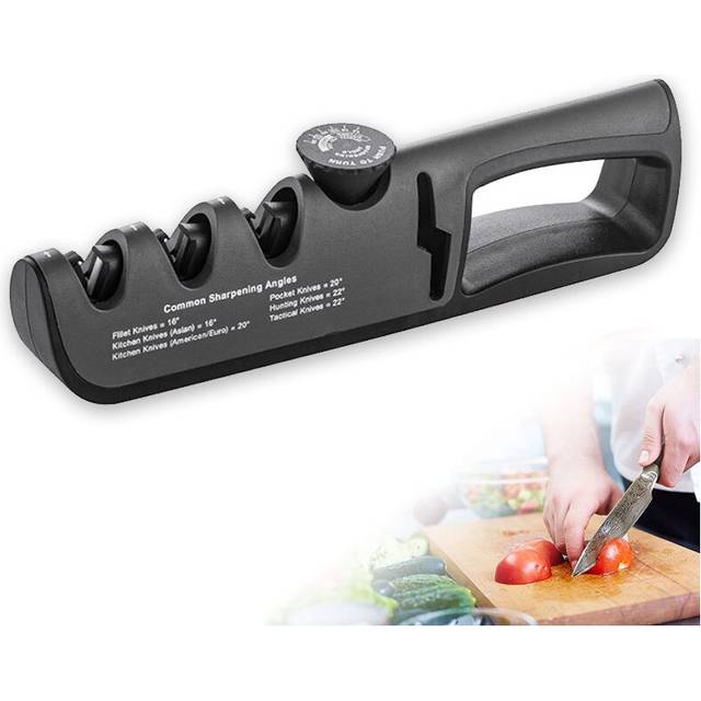 (a-full Black 30x9x5) Knife Sharpener Angle Adjustable 4 Stages Scissors Sharpening stone Professional Kitchen Grinder knives Whetstone Sharpener Tool