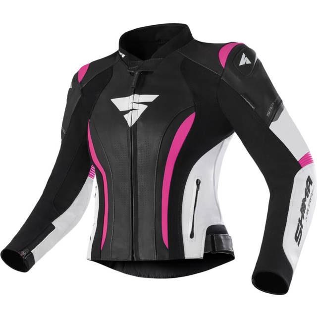 SHIMA Miura 2.0 Ladies Motorcycle Leather Jacket, black-white-pink, Size 32 for Women