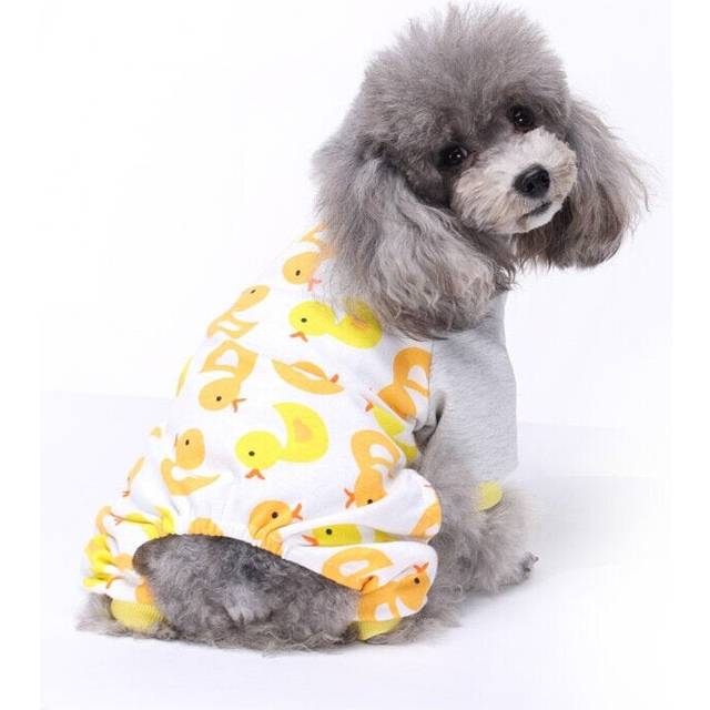 (#03, M) Pet Dog Soft Cloth Cotton Footprint Pajamas Puppy Jumpsuits Soft Clothing Clothes Dog Dress