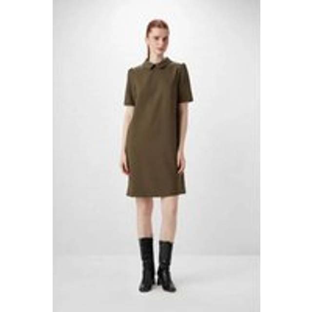 Gusto Womens Collared Formal Dress in Khaki Leather - Size Small