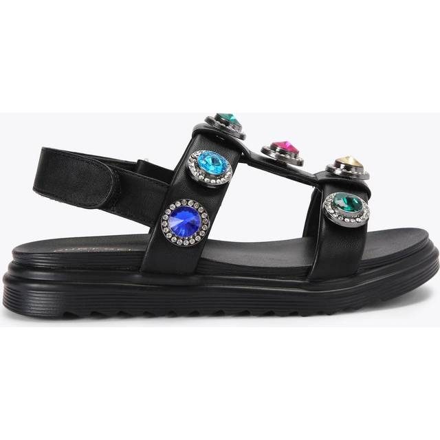 Kurt Geiger London Girls Black/comb Kids Mini Orson Crystal-embellished Suede Sandals 6-7 Years Eur 31 / 12.5 Uk - BLACK/COMB