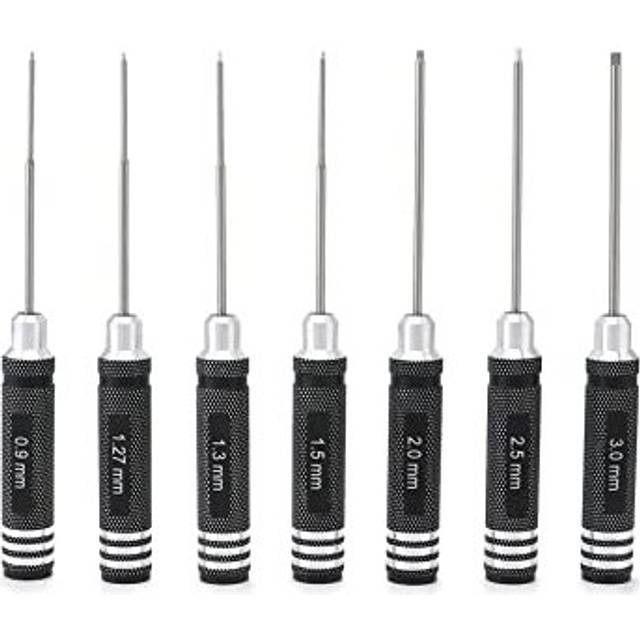 QWORK 7pcs Hex Screw Driver Set, RC Tools Kit, for Helicopter Multirotors Models, RC Car Boat Drone, 0.9mm 1.27mm 1.3mm 1.5mm 2.0mm 2.5mm 3.0mm