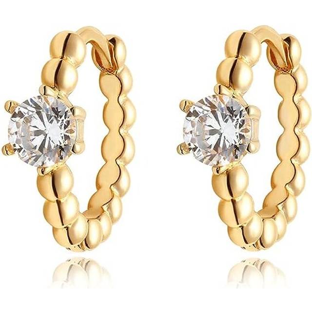 14K Gold Plated Women's Mini Earrings Statement Simple Twist Chain Hoop Earrings Hypoallergenic Designer Earrings Fashion Jewelry Cutout Earrings