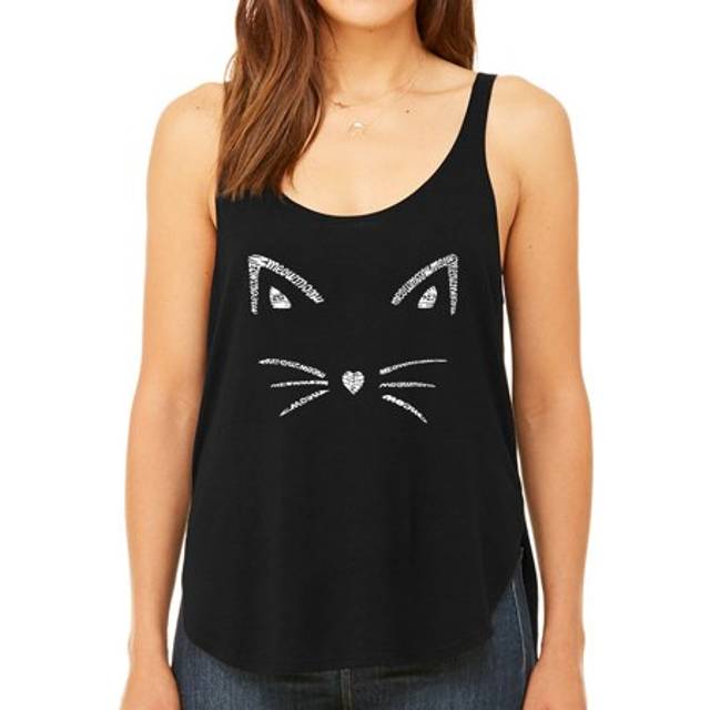 Whiskers - Women's Premium Word Art Flowy Tank Top - Black - Small (Small)