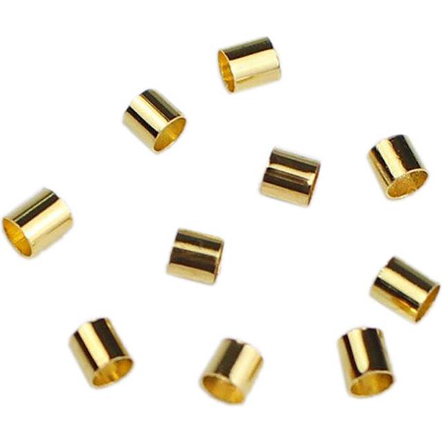 (Gold) 10pcs 2mm Jewellery Crimps Round Closed Tube End Beads Findings Making Supplies