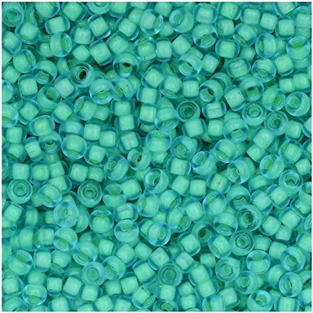 Seafoam Lined Aqua Miyuki Japanese Round rocailles glass Seed Beads 110 Approximately 24 gram 5 inch Tube