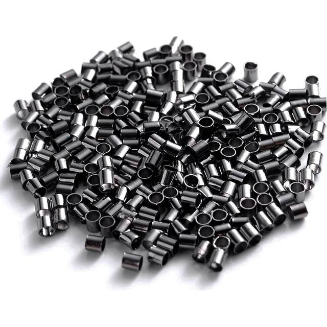 100pcs 2mm Gun Metal Black Jewellery Crimps Tube Beads Findings Earrings Making