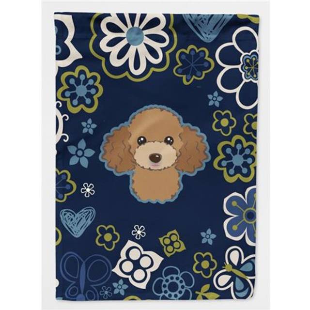 Caroline's Treasures BB5107GF Blue Flowers Chocolate Brown Poodle Garden Size outdoor-flags
