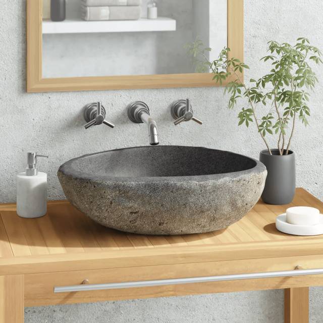 Pomonok Basin River Stone Oval (29-38)x(24-31) cm - Black;Grey